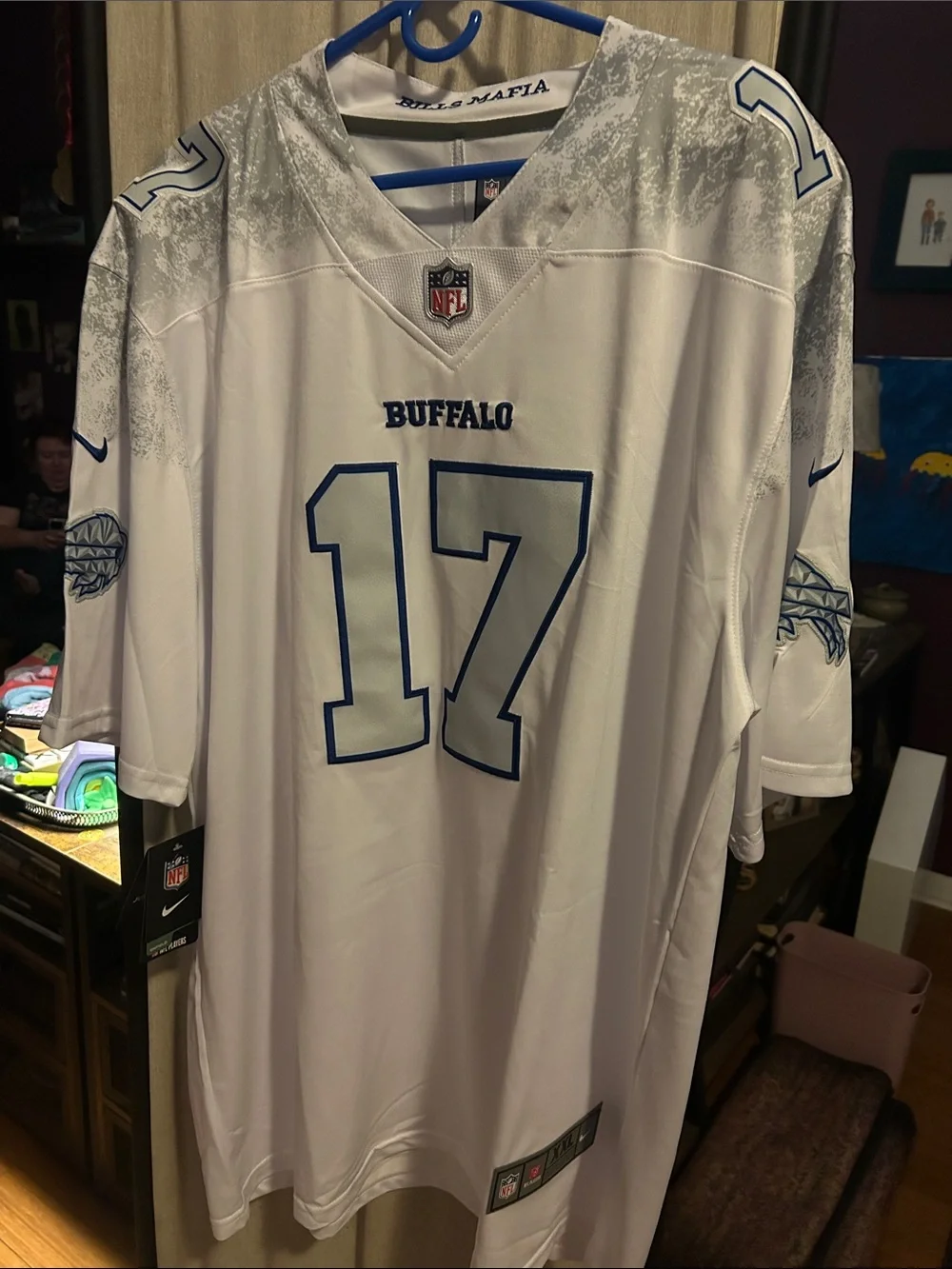 Nike White Buffalo Bills Geometric Logo Short Sleeve Jersey